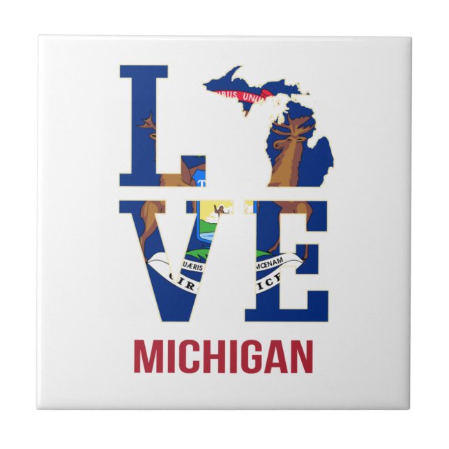 Michigan Staat Liebe Fliese (Vorderseite)