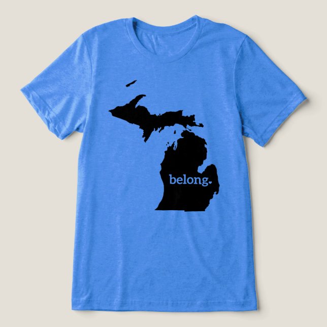Michigan Staat Map Belong Tri-Blend Shirt (Design Vorderseite)