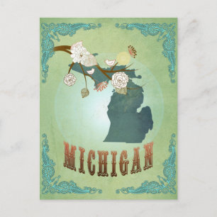 Michigan Staat Map - Green Postkarte