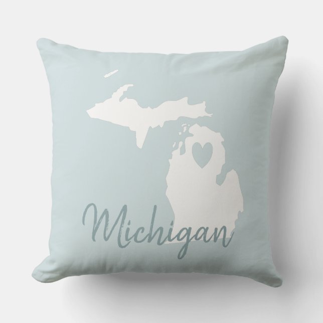 Michigan Staat Map Liebe Zuhause Kissen (Vorderseite)