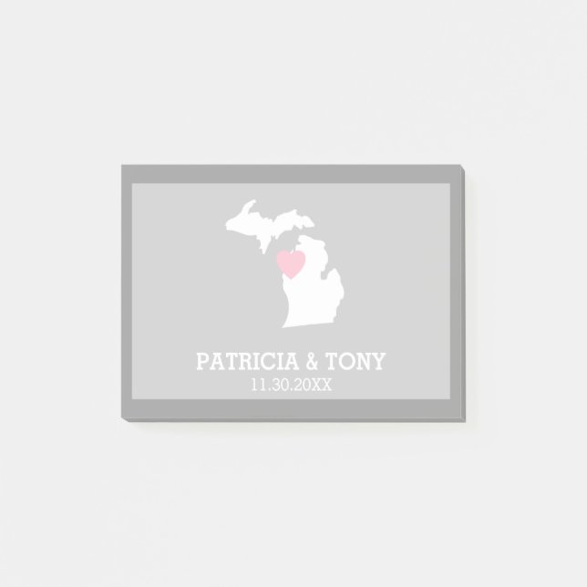 Michigan Staat Map mit benutzerdefinierten Lieben  Post-it Klebezettel (Vorderseite)