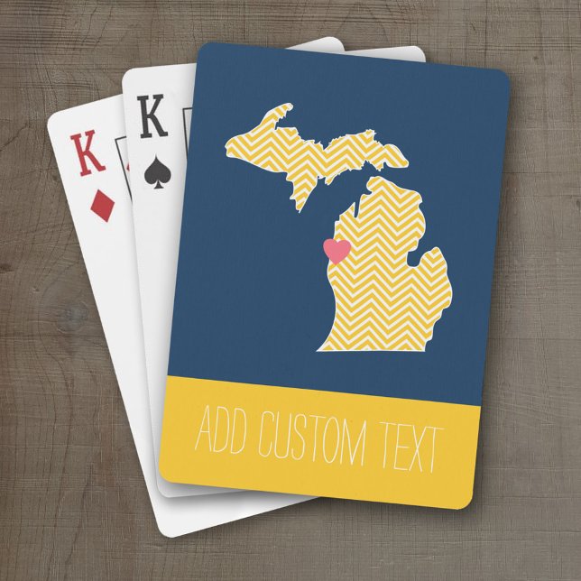 Michigan Staat Map mit benutzerdefinierten Lieben  Spielkarten (Personalized Playing Cards with a State Map, Movable Heart and Name)