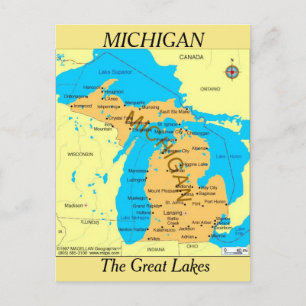 Michigan Staat Map Postkarte