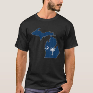 MICHIGAN STAAT MAP SÜD CAROLINA SC Flag Roots Me T-Shirt
