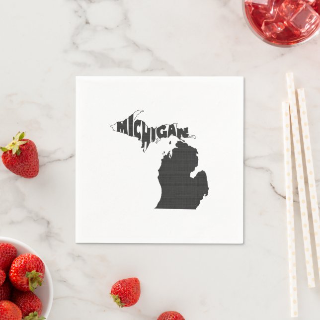 Michigan Staat Name Word Art Black Serviette (Beispiel)