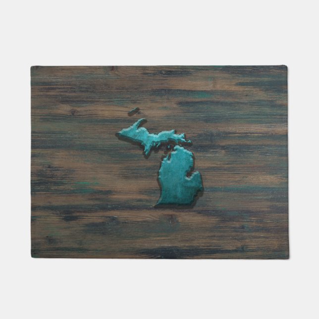 Michigan Staat Shape Aquamarin Fußmatte (Vorderseite)
