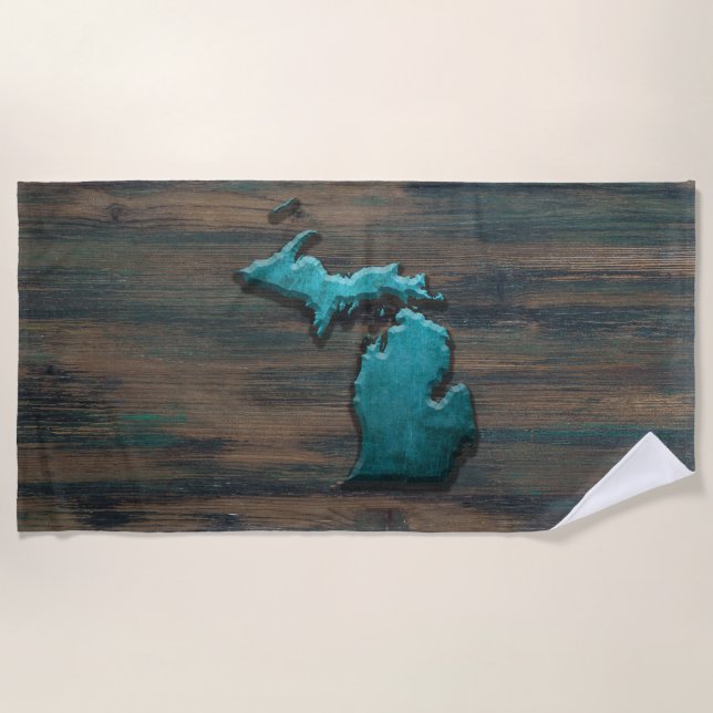 Michigan Staat Shape Aquamarin Strandtuch (Vorderseite)