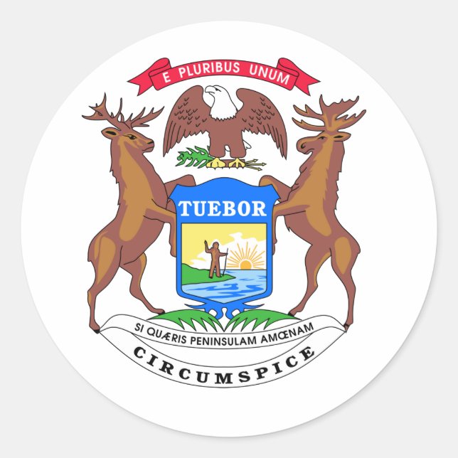 Michigan Staat Siegel Runder Aufkleber (Vorderseite)