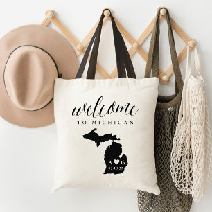 Michigan Staat Silhouette Wedding Welcome Tasche
