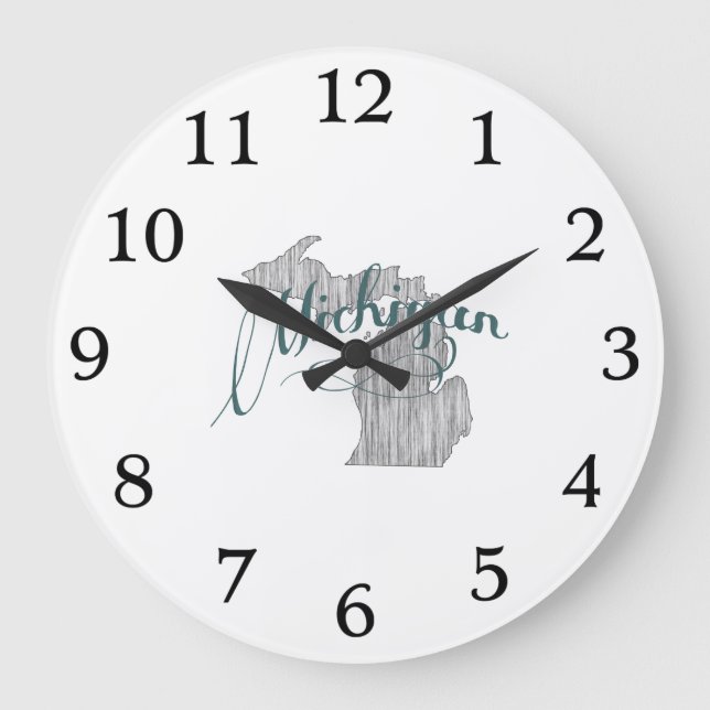 Michigan Staat Typografie Große Wanduhr (Vorderseite)