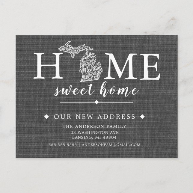 MICHIGAN Staat-Umstiegskarte Ankündigungspostkarte (Vorderseite)