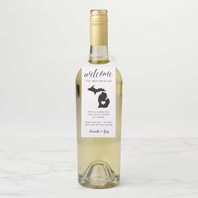 Michigan Staat Wedding Welcome Gevor Flaschenanhänger (Auf Flasche)