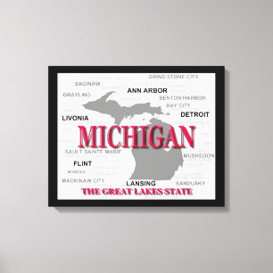 Michigan-Staatsstolz-Karten-Silhouette Leinwanddruck
