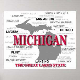 Michigan-Staatsstolz-Karten-Silhouette Poster