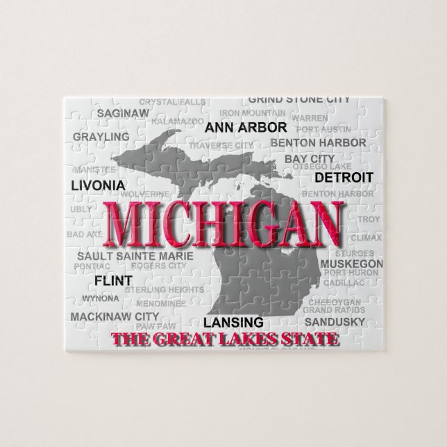 Michigan-Staatsstolz-Karten-Silhouette Puzzle (Horizontal)
