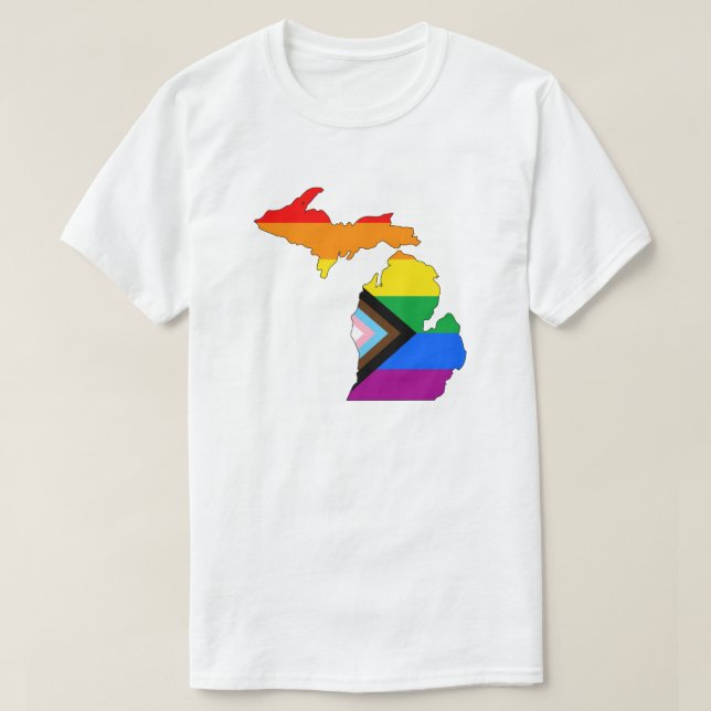 Michigan Staatsstolz LGBTQ-Progress-Prix T-Shirt (Design vorne)