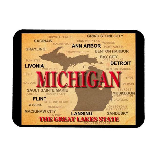 Michigan Staatsstolz Map Silhouette Magnet (Horizontal)