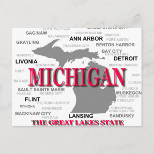 Michigan Staatsstolz Map Silhouette Postkarte