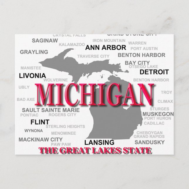 Michigan Staatsstolz Map Silhouette Postkarte (Vorderseite)