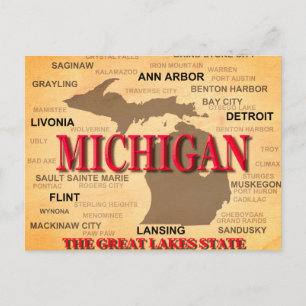 Michigan Staatsstolz Map Silhouette Postkarte