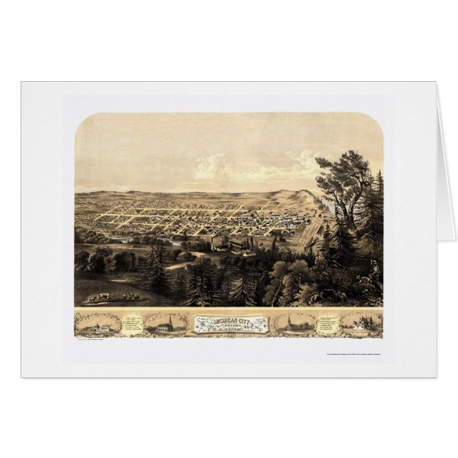 Michigan-Stadt, in der panoramischen Karte - 1869a (Vorderseite (Horizontal))