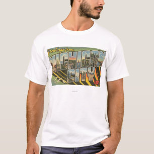 Michigan-Stadt, Indiana - große Buchstabe-Szenen T-Shirt