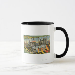 Michigan-Stadt, Indiana - große Buchstabe-Szenen Tasse