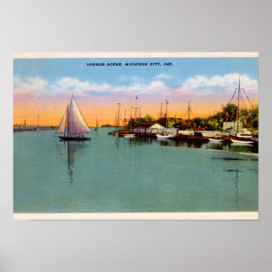 Michigan-Stadt-Indiana-Hafen-Szene Poster