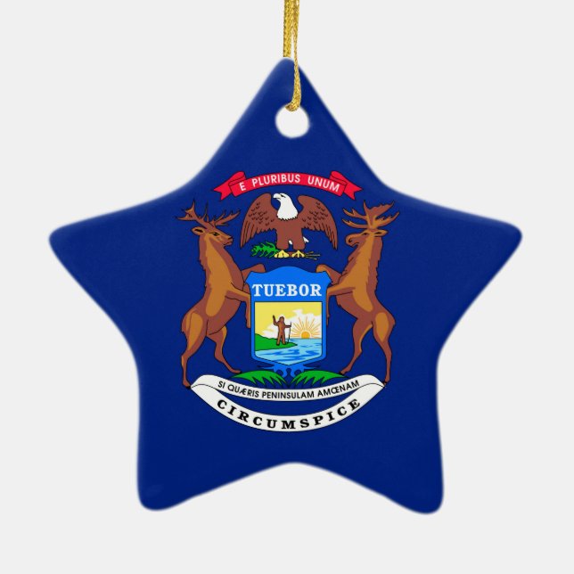 Michigan State Flag Design Keramikornament (Hinten)