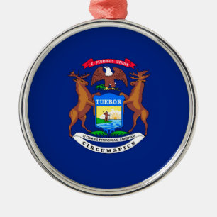 Michigan State Flag Design Silbernes Ornament