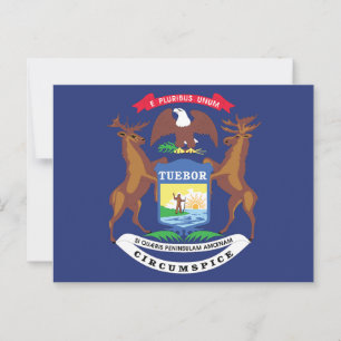 Michigan State Flag Great Lakes Staat Siegel Moose Postkarte