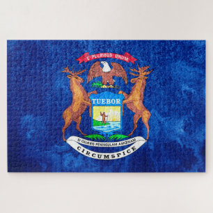 Michigan State Flag Grunge Puzzle