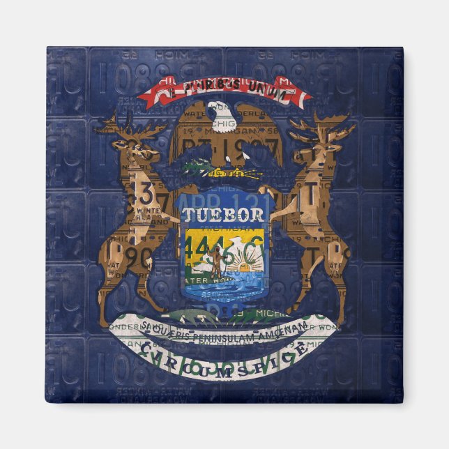 Michigan State Flag in License Teller Magnet (Vorne)