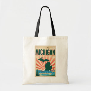 Michigan State Illustration Reise Kunst Vintage Tragetasche