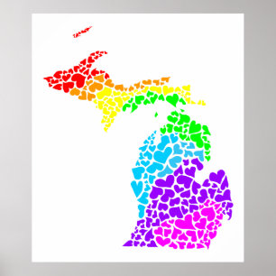 Michigan Stolz : Regenbogenherzen Poster