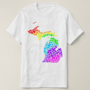 Michigan Stolz : Regenbogenherzen T-Shirt