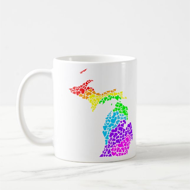 Michigan Stolz : Regenbogenherzen Tasse (Links)