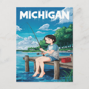 Michigan Summer Fishing Adventure Postkarte