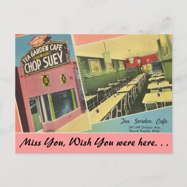Michigan, Tea Garden Café, Grand Rapids Postkarte (Vorderseite)