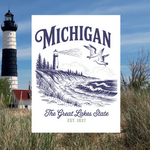 Michigan The Great Lakes Staat Est. 1837 Postkarte