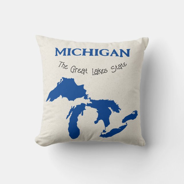 Michigan "The Great Lakes Staat" Throw Kissen (Vorderseite)