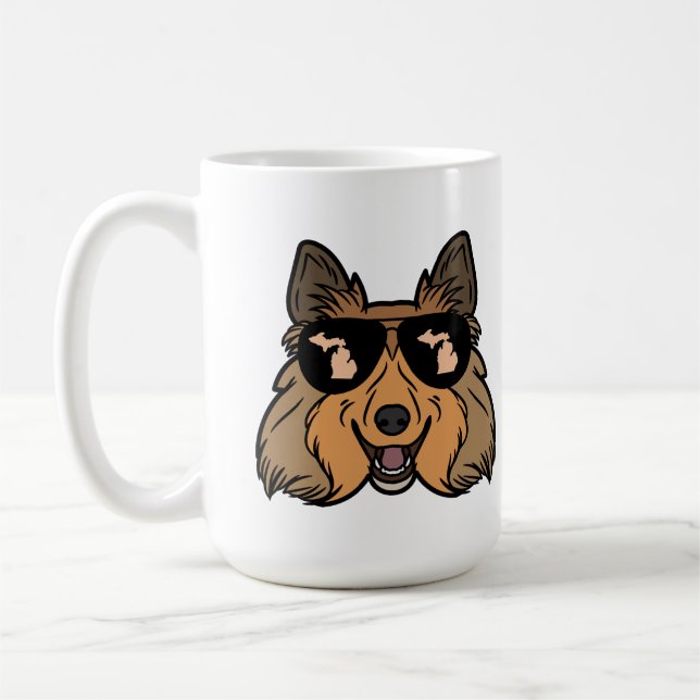 Michigan Theme coffee Tasse - Sheltie Sheepdog (Links)