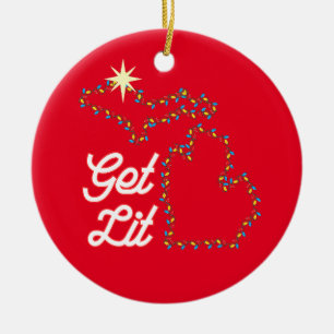 Michigan Theme Ornament mit lustigem GET LIT