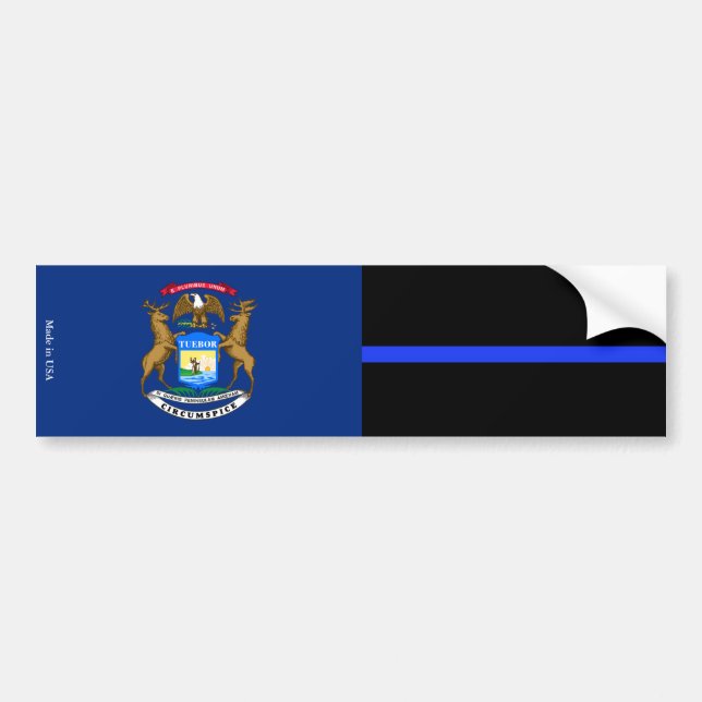 Michigan Thin Blue Line Flag Autoaufkleber (Vorne)