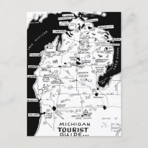 Michigan Touristenkarte Postkarte