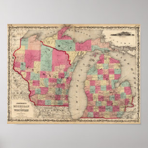 Michigan und Wisconsin Poster