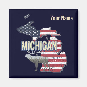Michigan United Staaten Retro Staat Map Vintag USA Magnet