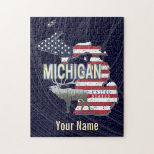 Michigan United Staaten Retro Staat Map Vintag USA Puzzle