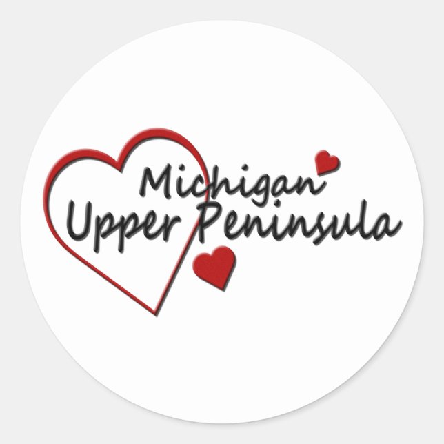 Michigan Upper Peninsula Heart Sticker (Vorderseite)