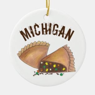 Michigan Upper Peninsula Pasty Meat Pie Feinschmec Keramik Ornament